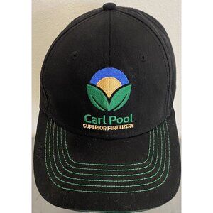 Carl Pool Fertilizer Texas Black Hat Cap  Adjustable Strap Organic Earth Safe